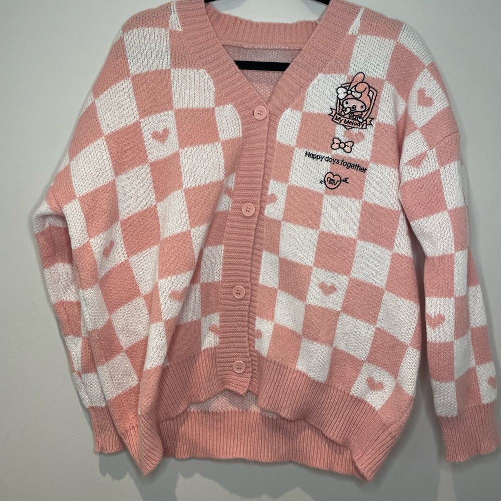 My Melody Pink and White Checkered Cardigan